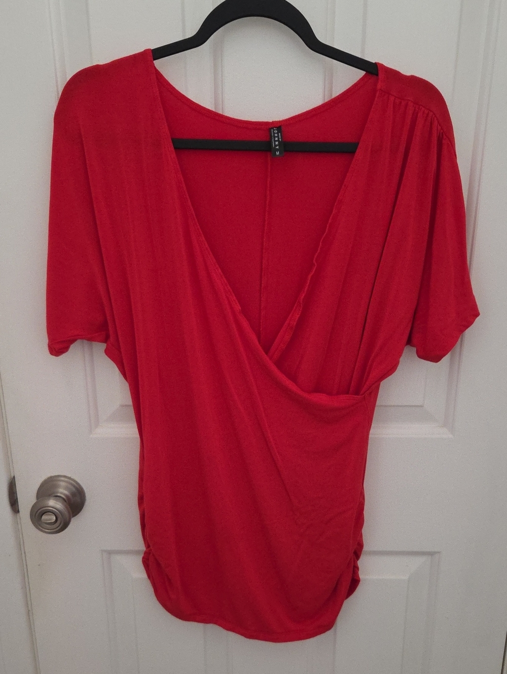 Johnny Was Red Wrap-Style V-Neck Top